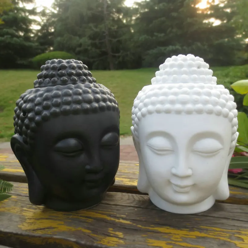 

Ceramic Buddha Head Aromatherapy Essential Oil Stove Home Decor Living Room Decoration Incense Burner Base Zen Soothing Inc