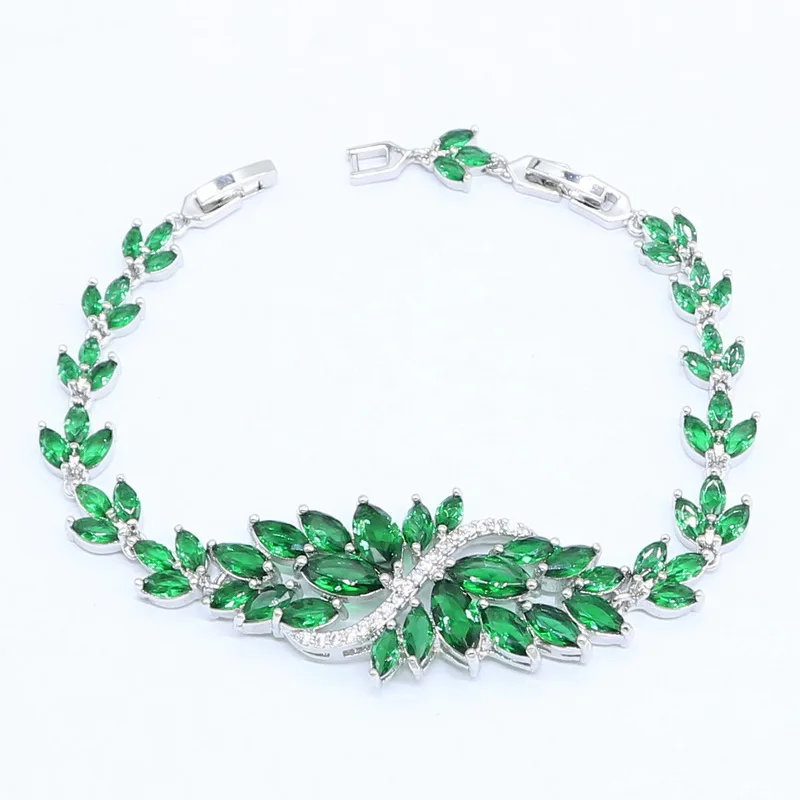 Зеленый полудрагоценный серебряный цвет свадебный набор украшений для женщин