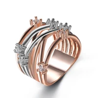 micro inlaid zircon ring multi layer irregular rose gold creative ring luxury classic womens ring fashion popular wild jewelry