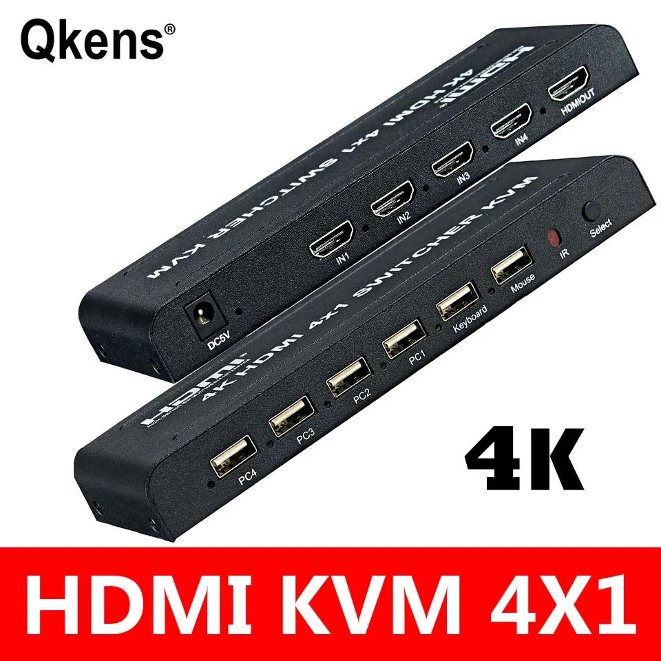

4K 4x1 HDMI KVM коммутатор 4 в 1 выход видео конвертер Поддержка USB клавиатура мышь управление 4 ноутбук ПК компьютер к телевизору HD TV проектор