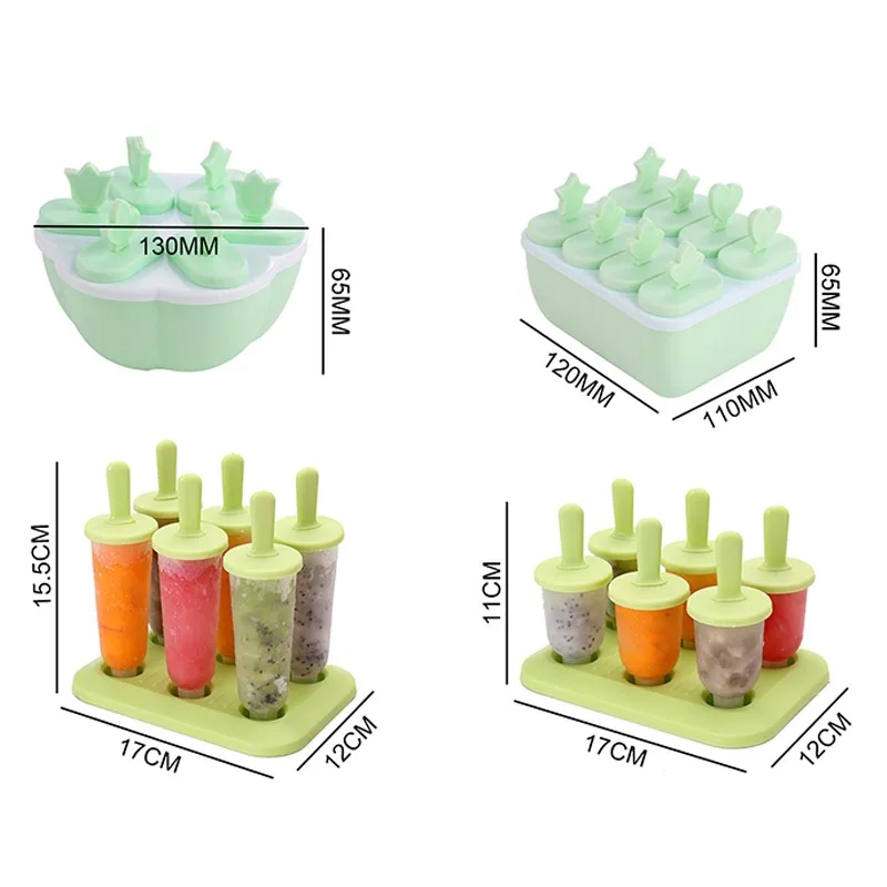 

Kitchen Ice Cube Molds DIY Ice Cream Mold Tools Reusable Handmade Popsicle Maker 6/8 Cell Lolly Mould Tray Bar Tools