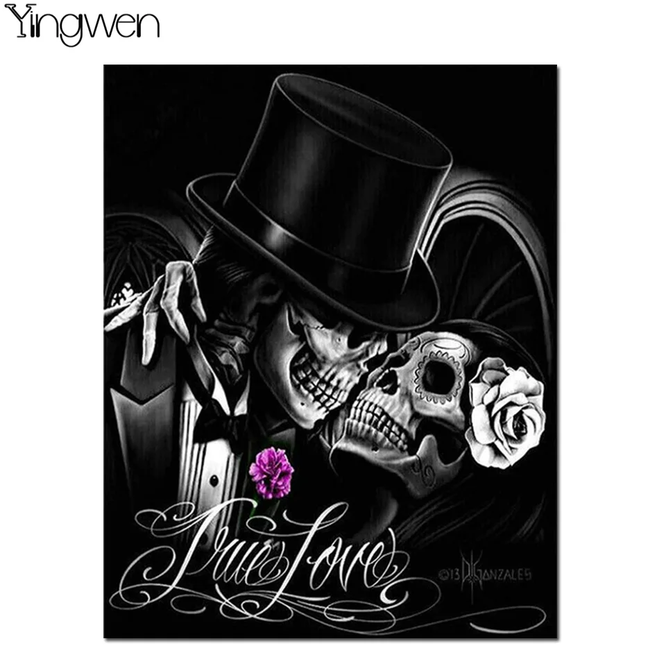 Картины для пар со скелетом любви 5D вышивка крестиком цветок полная Алмазная