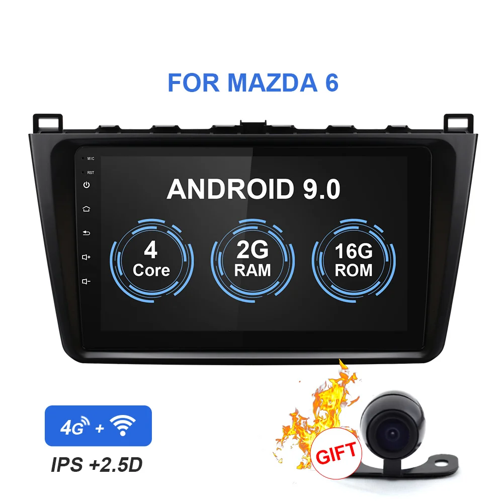 2G RAM 16 ROM Автомобильный Радио мультимедийный плеер для Mazda 6 Gh 2008- 2Din Android 9,0 Авторадио gps навигация мазда 6 II Ультра магнитофон - Цвет: 2G RAM 16 ROM