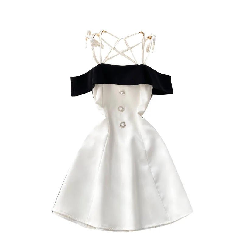 

2021 new web celebrity Fried street goddess van all the harness design sense of joining together the dress dress skirt