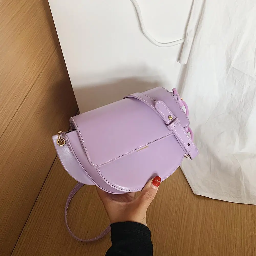 

PU Leather solid Color Crossbody Bags For Women 2020 Fashion Small Shoulder Bag Female Handbags And Purses Saddle Bag