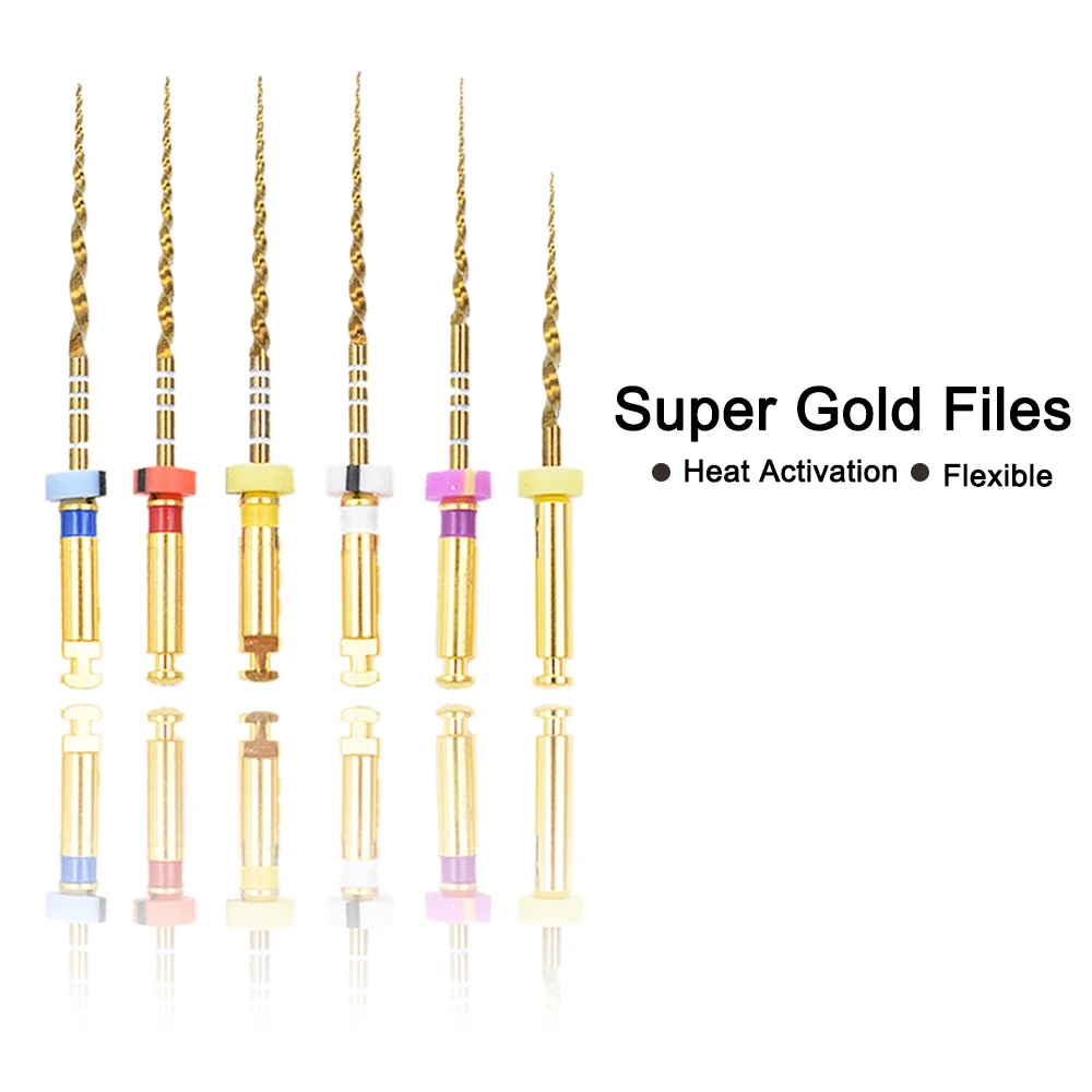 Стоматологические золотые гибкие эндодонтические роторные напильники тепловая
