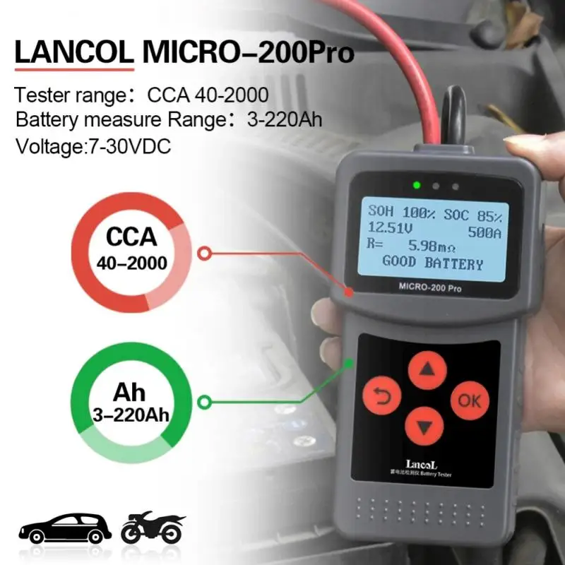 Тестер для автомобильного аккумулятора Micro200Pro инструмент быстрой зарядки 12 В