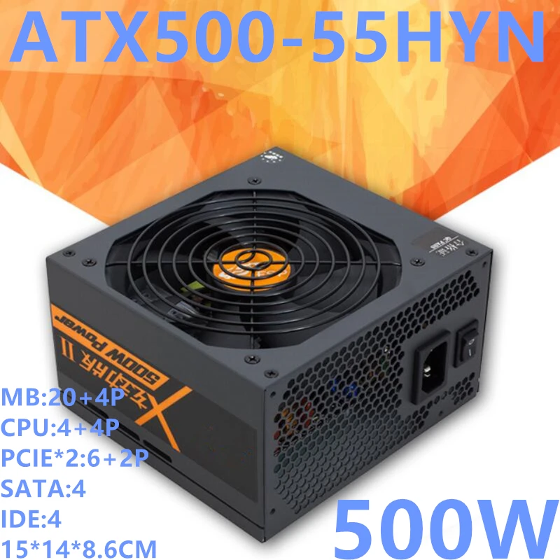

New Original PSU For FSP Dazzle Edition II ATX EPS 12V RTX2060 Silent Game Host Power Supply 500W Power Supply ATX500-55HYN