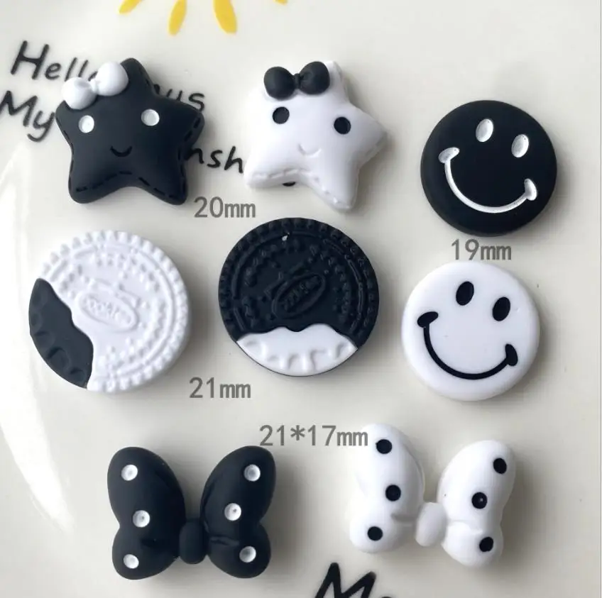 cute stars heart smile cookies bowknot flatback resin cabochon diy phonecraft decoration accessories hair bows center free global shipping