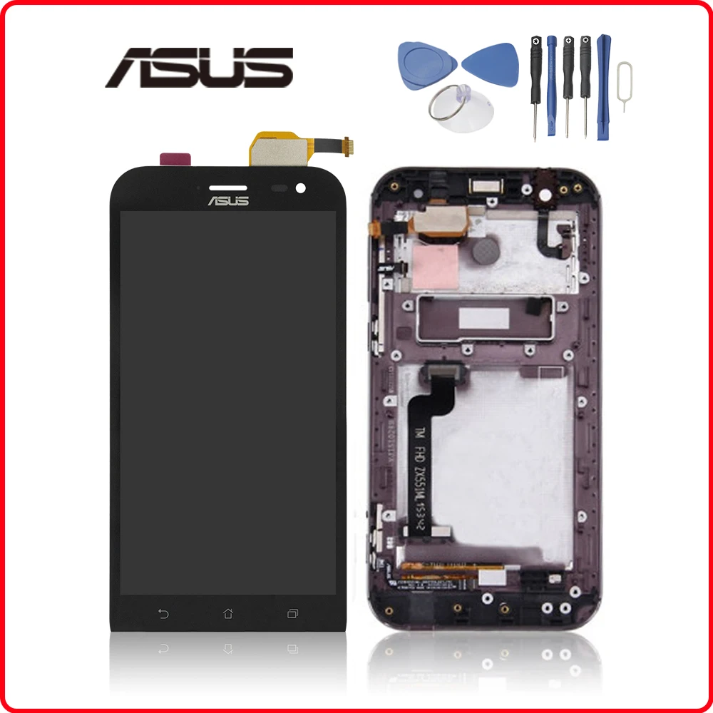 5,5 '' ЖК-дисплей для ASUS Zenfone Zoom ZX551ML кодирующий преобразователь сенсорного экрана в сборе с рамкой для ASUS ZX551ML Замена дисплея