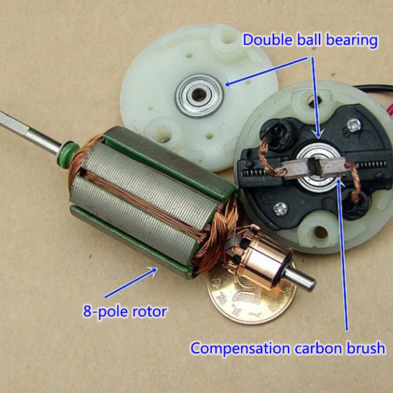 Двойной шариковый подшипник 555 двигатель постоянного тока 12-24 В тихий высокий