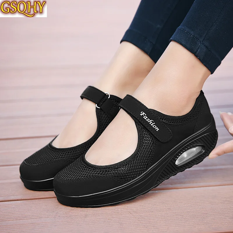

Summer Women Flat Platform Shoes Woman Casual Mesh Breathable Slip On Fabric Sneakers Shoes For Women Female Mary Jane Shoe.