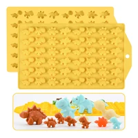 48 holes cartoon little dinosaur chocolate mold diy cute fondant biscuit silicone mold childrens food supplement making tool