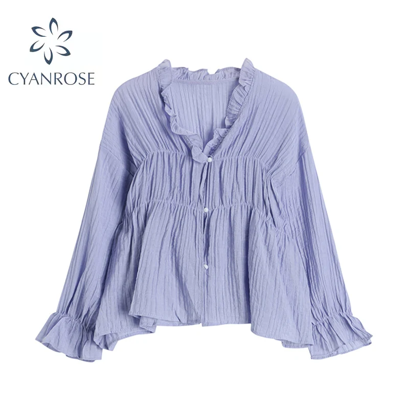 Женская однобортная блузка повседневная элегантная рубашка в Корейском стиле с