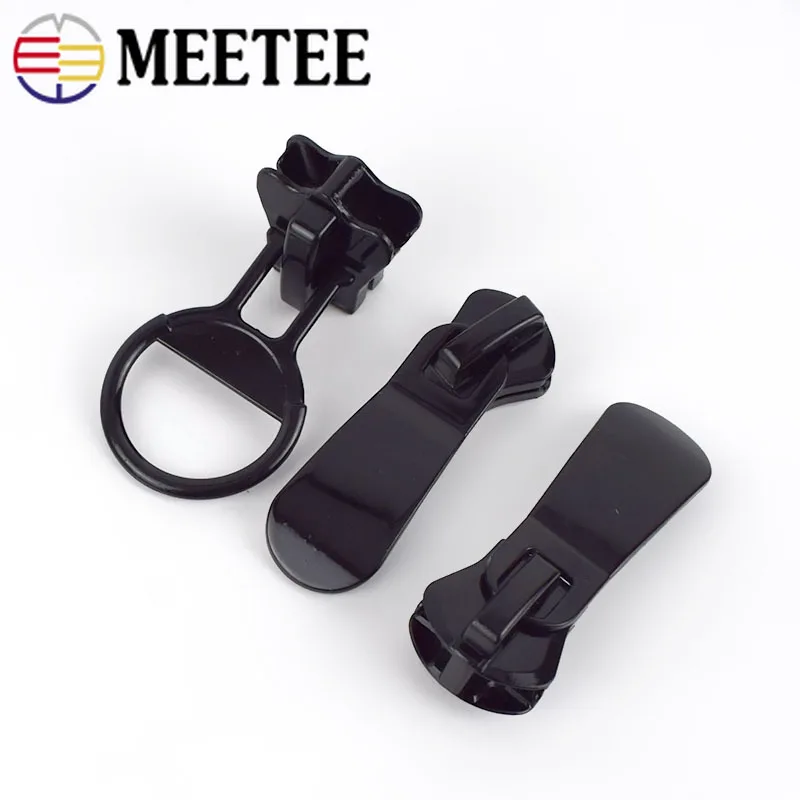 3pcs 15# 20# Black Zipper Sliders For Resin Down Jacket Tent Head Spoon Shape Puller DIY Sewing Accessories|Бегунки для молнии| |