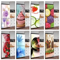 fantasy butterfly sticker on the fridge ice cream fruit wallpaper waterproof kitchen refrigerator decal wall sticker home decor
