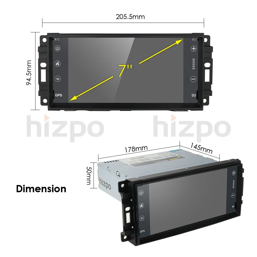 2 г+ 16 г Hizpo автомобильный стерео gps плеер для Dodge Ram Challenger Jeep Wrangler JK головное устройство один Din сенсорный экран в тире радио CAM