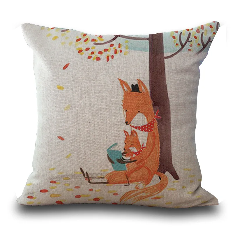 

Children cartoon hand drawn fox peach blossom pillow cute fox sofa cushion decorative pillows throw pillow covers home decor