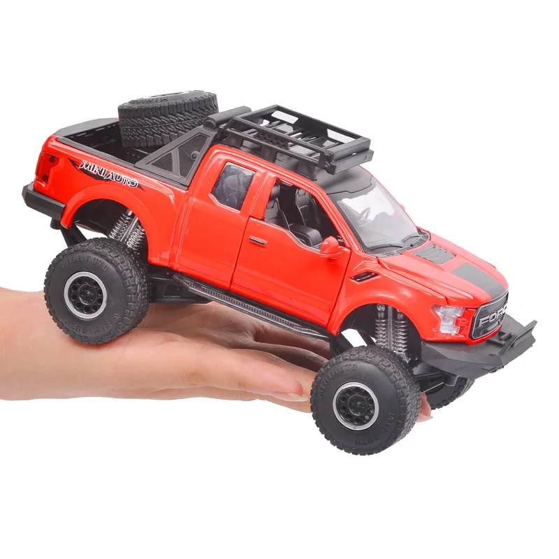 Cool 1:32 Electric Flashing F150 Die-cast Car Models Big Foot Ford Raptor Pick up SUV Truck Metal Cars Toys for Children | Игрушки и