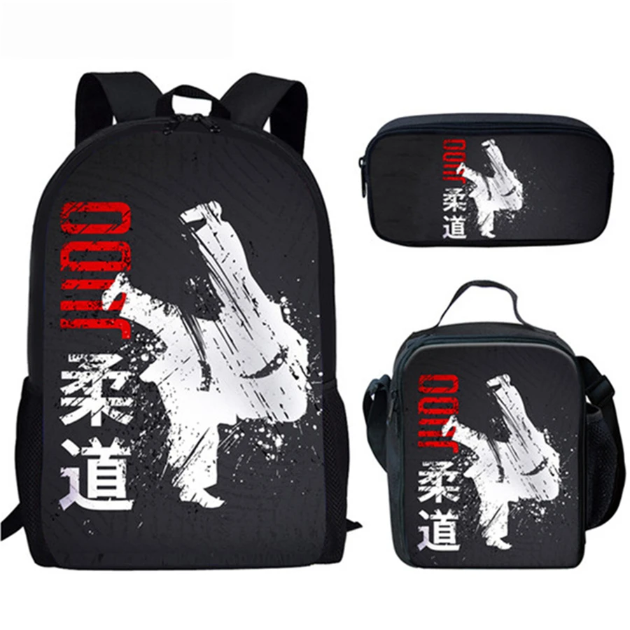 HaoYun 3PCs/Set Fashion Backpack I Love Judo Pattern Kids School Bags Kongfu Exercise Design Teenagers Book-Bags Set