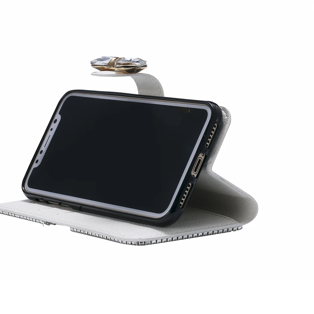 Чехол Кошелек со стразами и откидной крышкой из искусственной кожи с подставкой