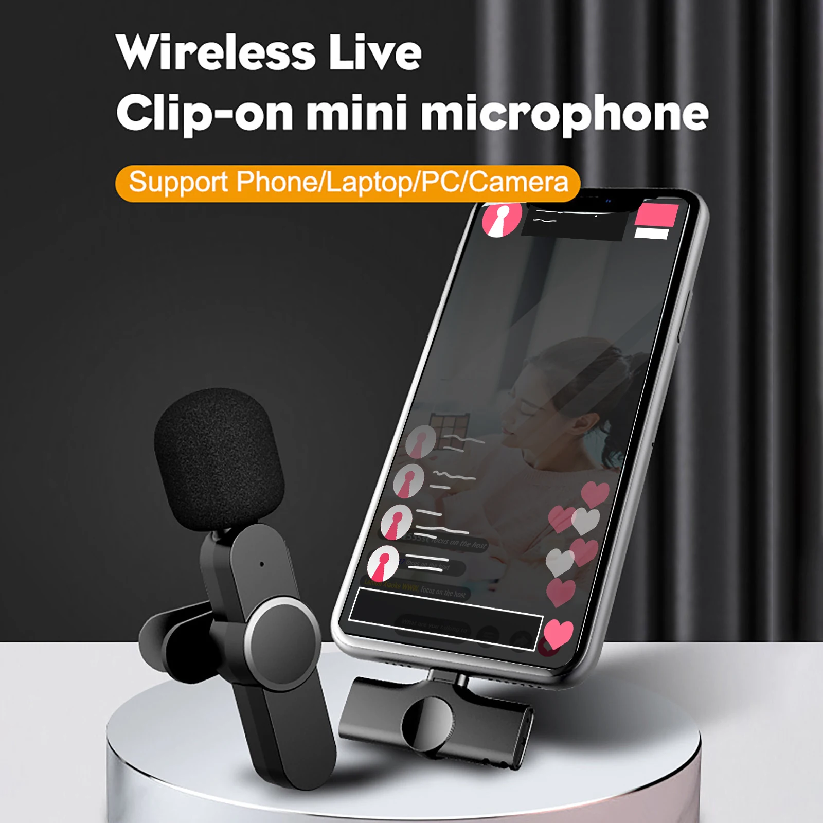 Маленький беспроводной петличный микрофон портативный мини для телефонов iPhone