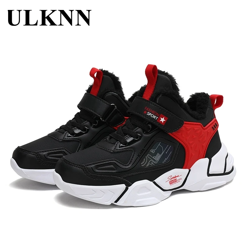 

ULKNN Children's Sneakers 2020 Kids Cotton-padded Soft Bottom Footwears Big Children Sports Running Shoes Warm Students Non-slip