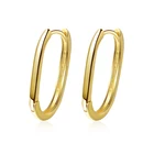 Геометрические эллиптические серьги-кольца для женщин, гладкие медные Золотыебелые простые серьги, аксессуары для женщин, модные серьги