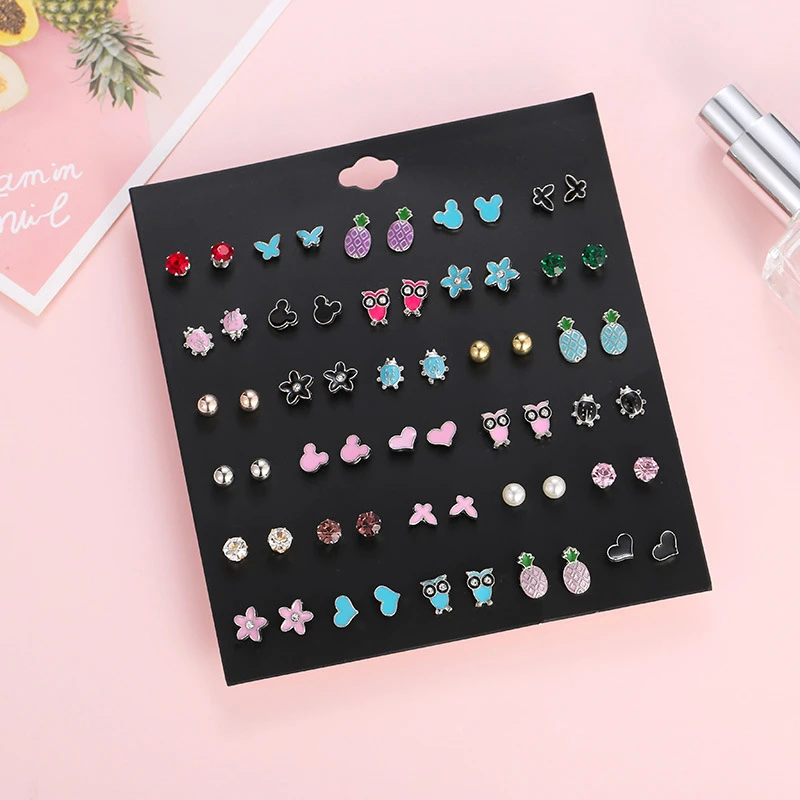 Женские милые серьги гвоздики Luokey модные маленькие в виде совы бабочки набор для