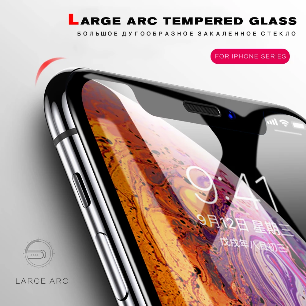 Закаленное стекло 9d с полным покрытием для iphone xs max Защита экрана x xr xsmax изогнутая