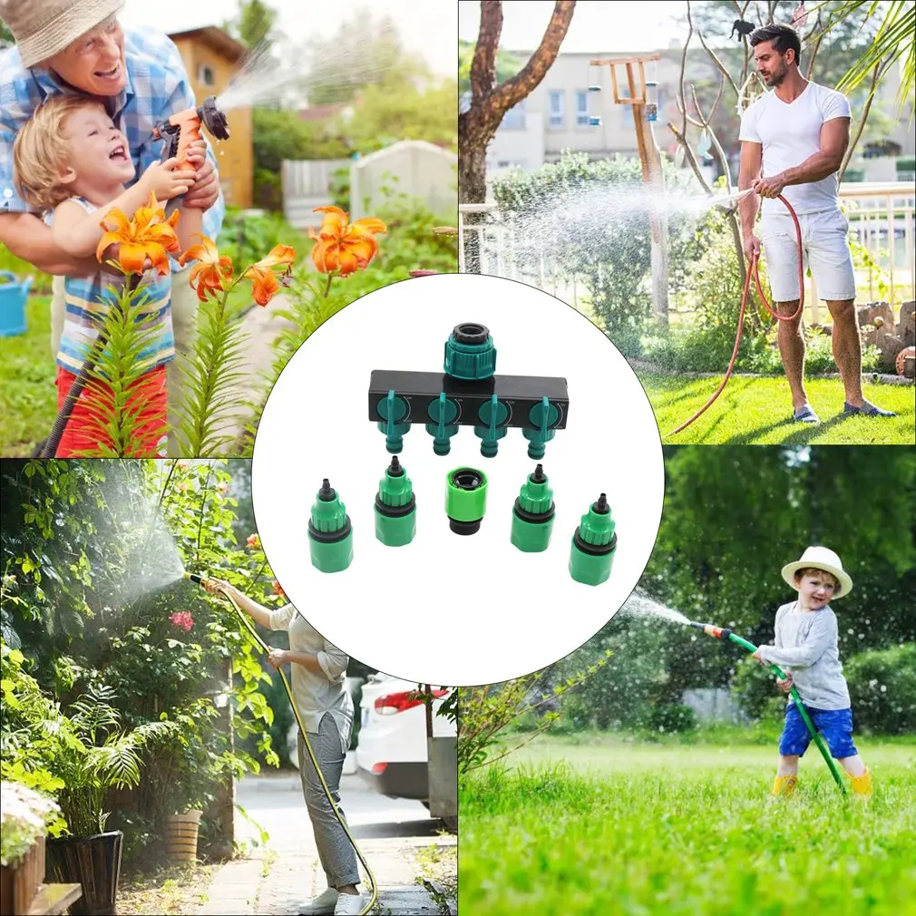 

Garden Irrigation 4-way Tap Hose Splitter Garden Drip Manifold Connector Hose Fittings Pipe Connector Irrigation Set Garden tool