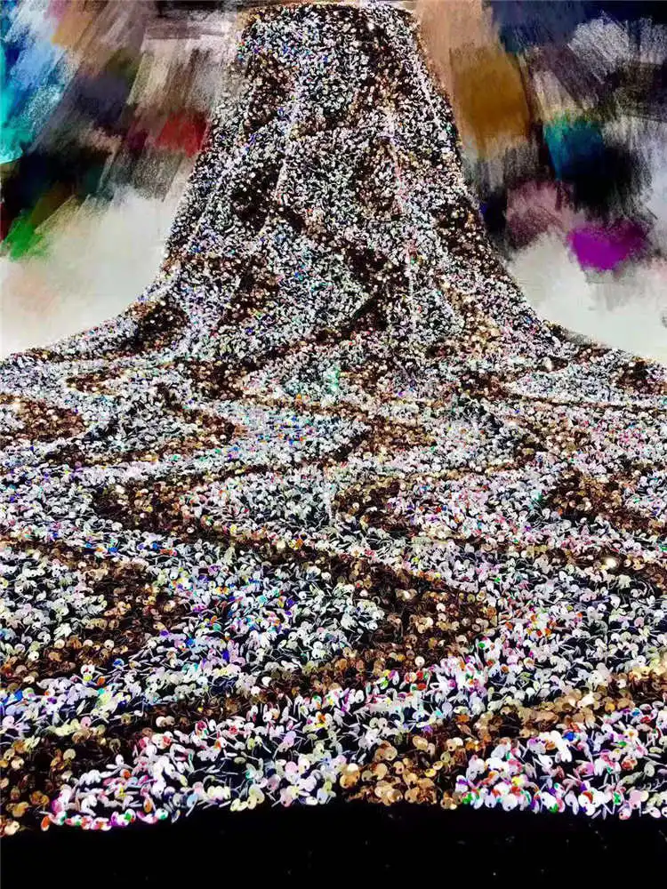 

High-End Quality Liser Soft Embroidery Classic Velvet With Sequince Fabric Lace For Winter Evening Dress NN815_X