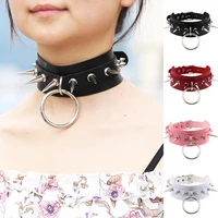 unisex punk gothic flexible pu leather adjustable choker necklace neck collar with rivets rock club party jewelry accessories