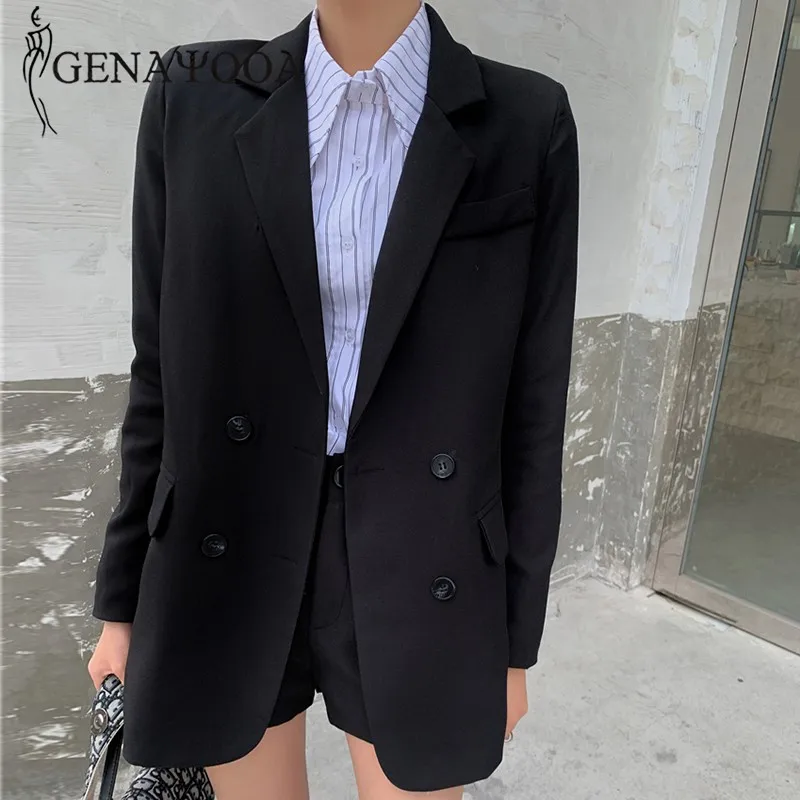 

Genayooa Office Ladies Two Piece Set Women Top And Shorts Long Sleeve Blazer 2 Piece Sets Womens Outfits Elegant Korean Fashion