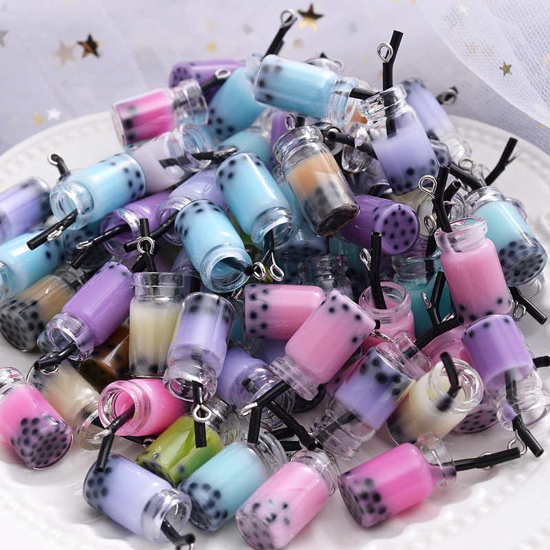 

10Pcs/lot 10x18Mm Transparent Glass Beads Pearl Milk Tea Pendant for Handmade Making Diy Jewelry Bracelet Earring Accessories
