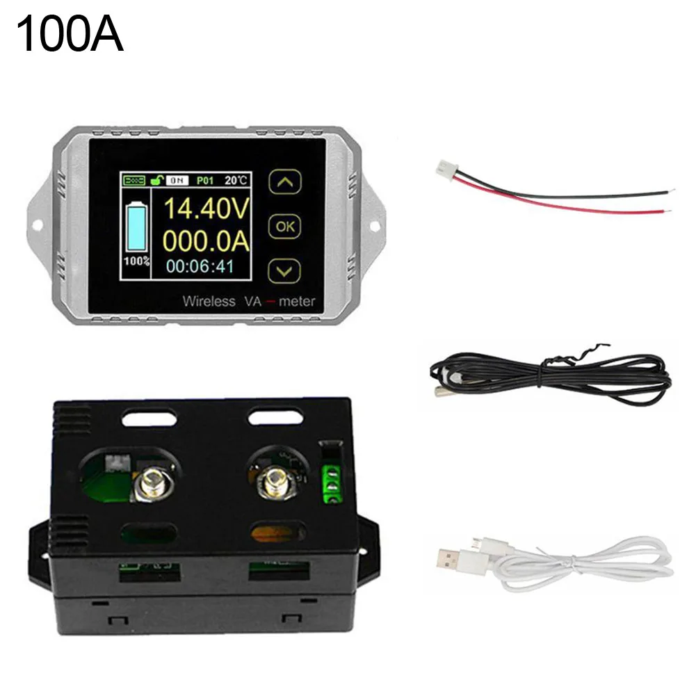 

Electrombile Power Watt Hour Car Ammeter Voltmeter Battery Capacity Wireless Coulometer LCD Display Test Meter User-friendly