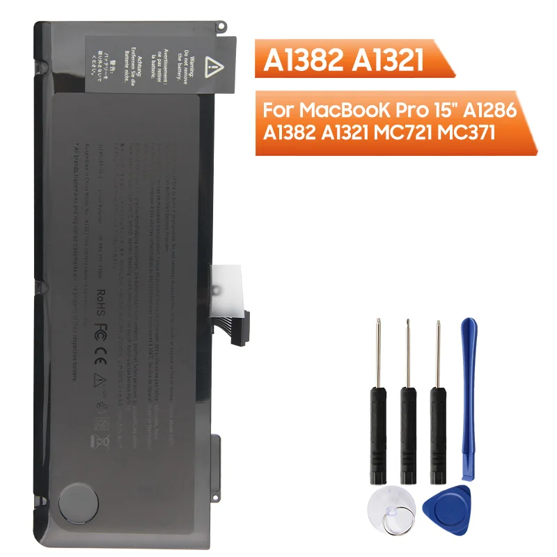 Сменный аккумулятор A1382 A1321 для MacBooK Pro 15 дюймов A1286 MC721 MC371 аутентичная