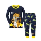 Детские пижамы От 2 до 8 лет Boy с динозавром для мальчиков, одежда для подростков, детские пижамы, зимние хлопковые Пижамные комплекты с животными, спортивный костюм