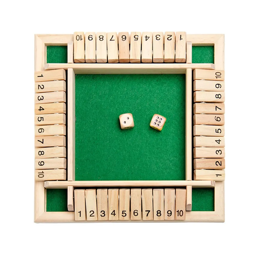 

Wooden Traditional Four Sided 10 Number Pub Bar Board Dice Party Funny Game Toys Four-sided Flop Wooden Number Game Toy