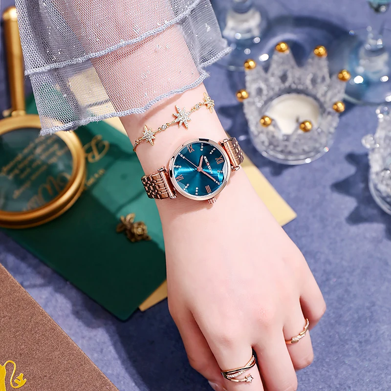 

AOCASDLY New Women Luxury Jewel Quartz Watch Waterproof Stainless Steel Strap Watch For Women Fashion Date Clock
