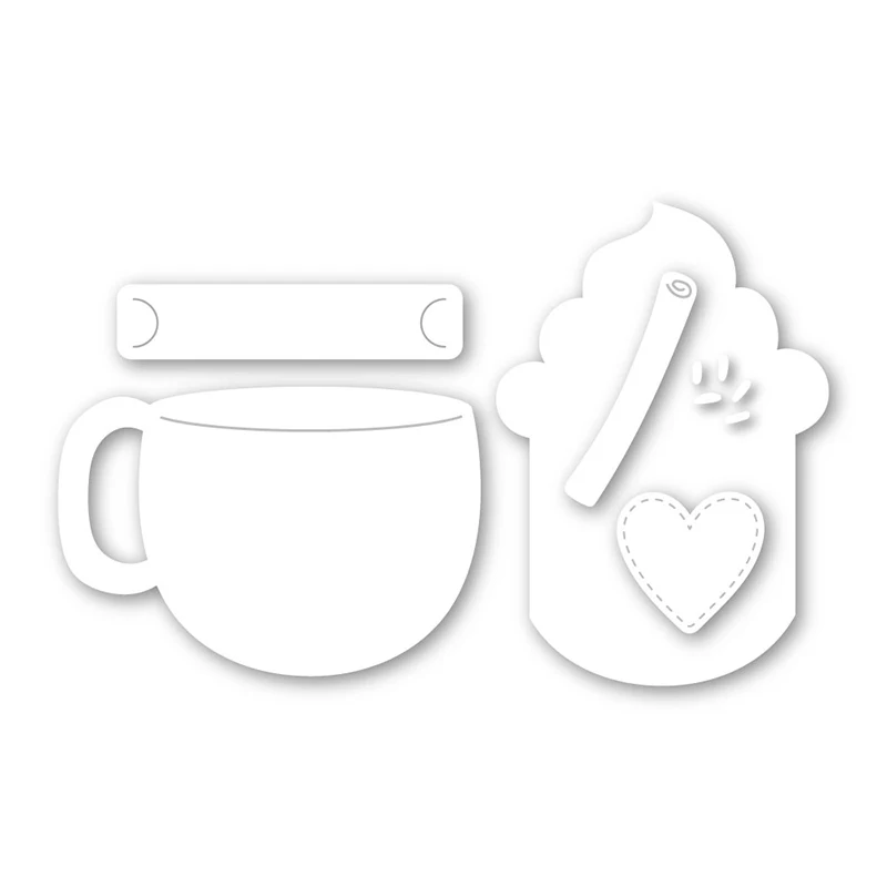 

JC New Arrival Metal Cutting Dies for Scrapbooking Heart Coffee Cup Glass Stencil Craft Knife Mould Card Make Mold 2021 Die Cut