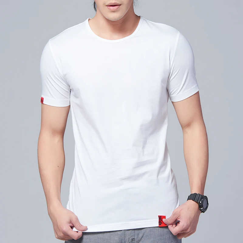 

Мужская футболка с коротким рукавом и круглым вырезом, однотонная Повседневная Свободная футболка