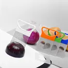 Держатель для лука, направляющая для нарезки лука, зубцы из нержавеющей стали, держатель для нарезки лука с пластиковой ручкой и стальными зубьями