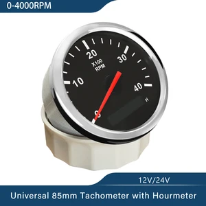 Тахометр водонепроницаемый 3-8K обмин Тахометр Счетчик оборотов с счетчиком моточасов 85 мм бензиновый дизельный двигатель 12 В 24 В красная подсветка