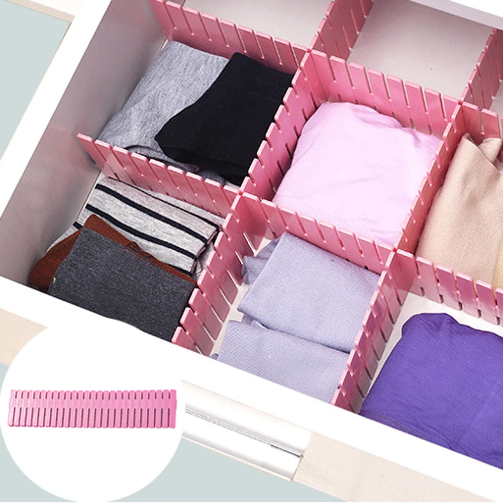 

12pcs Adjustable Separator Underwear Drawer Divider Partition Storage Make Up Home Socks Bras Closet Organiser Belt Wardrobe