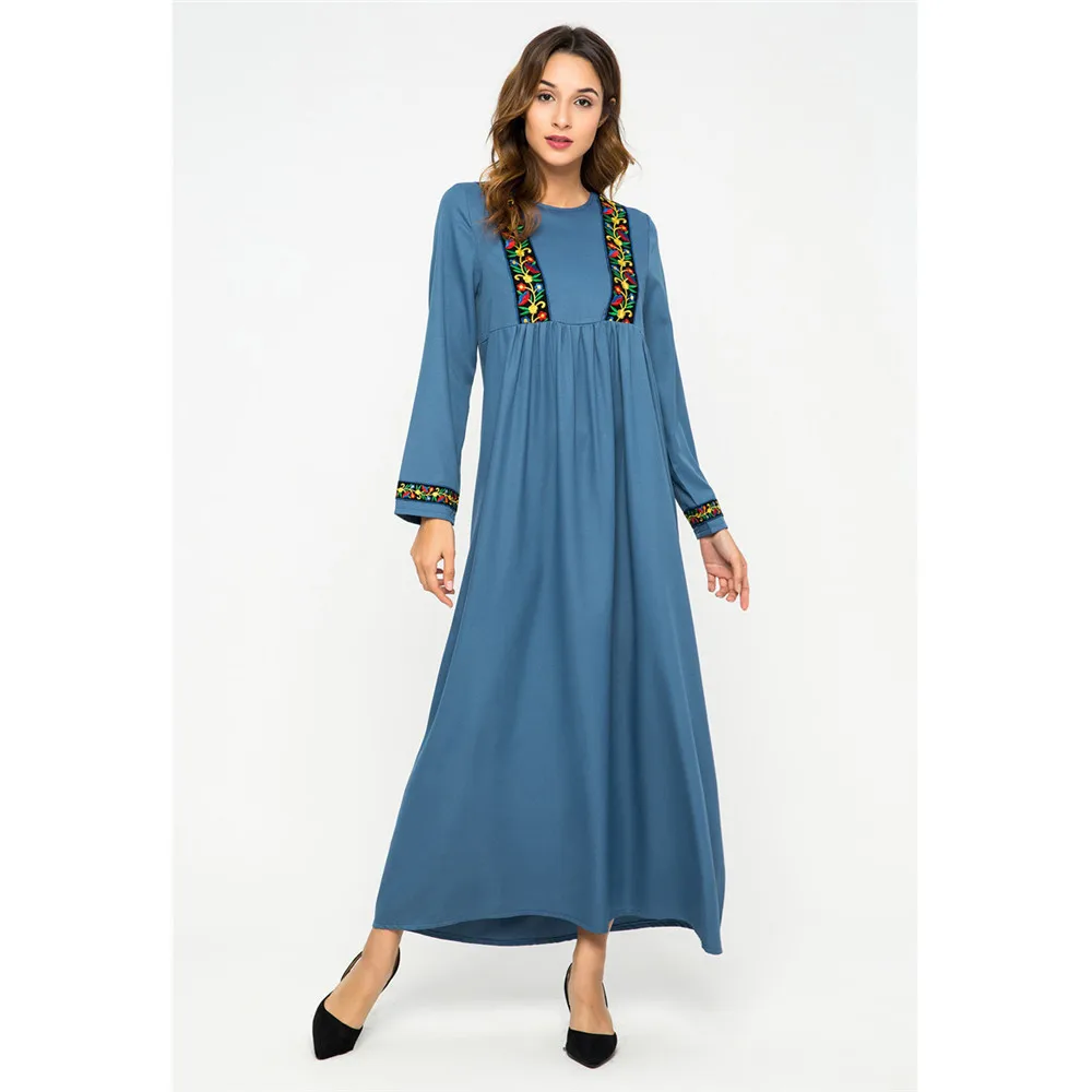 Женская модная вышитая абайя, яркий турецкий кафтан, Дубай, абайя, ИД Рамадан, мусульманская одежда, этнический кафтан, платье