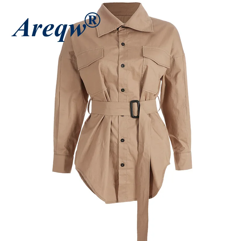 

2021 New Women's Street Style Fashion Khaki-breasted Tooling Jacket Women's Corset Trench Coat