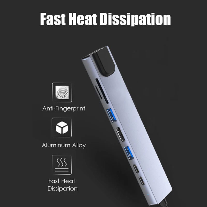 

Usb-концентратор 3 0 Тип C, адаптер Usb C, Hdmi 4K Rj45, док-станция Ethernet Pd, Usb C для Macbook Air Pro/Ipad, ноутбука