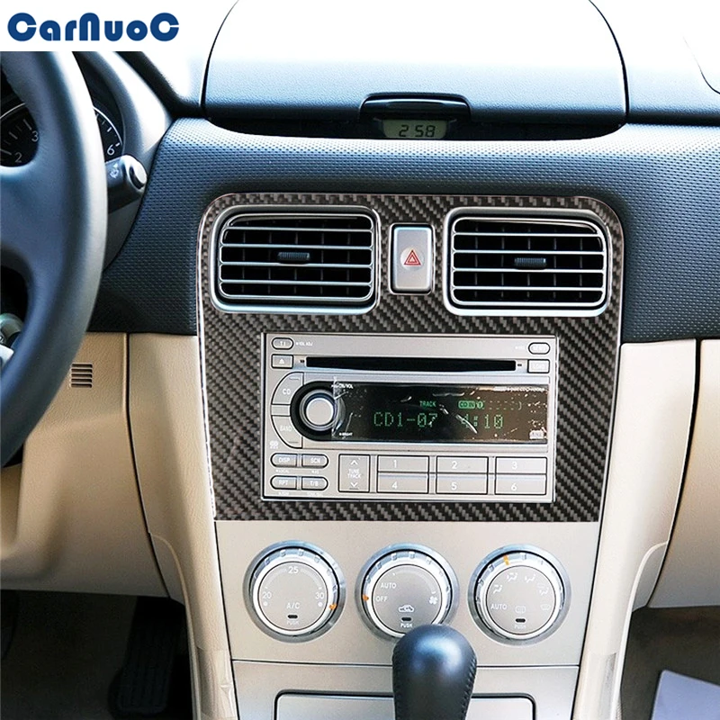 

Для Subaru Forester 2005-2008, автомобильная Центральная панель управления воздуховыпускным отверстием, отделка, наклейка из углеродного волокна, акс...