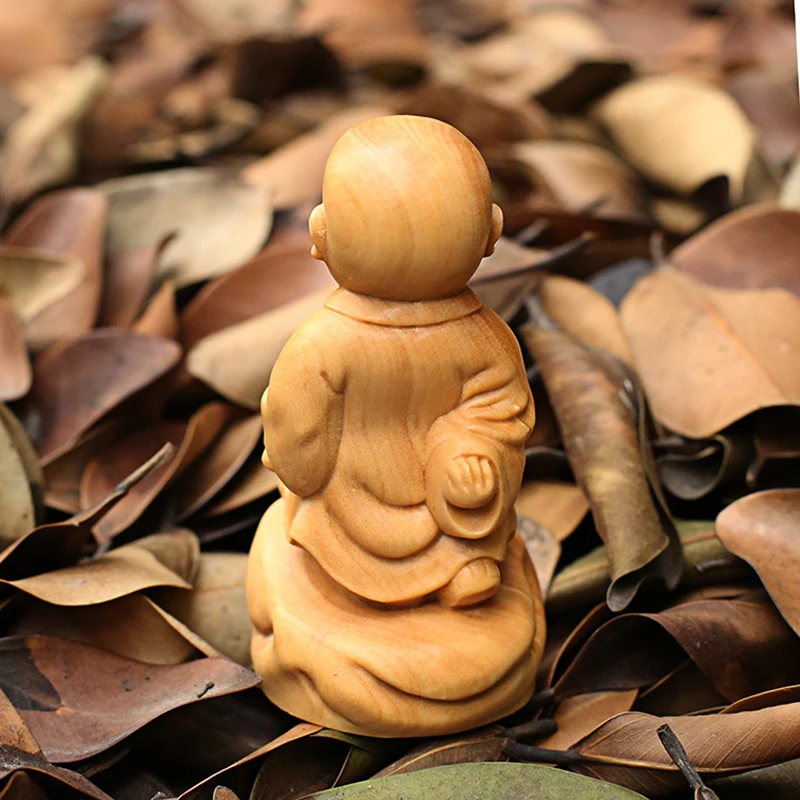 Статуя Будды маленький монах Самшит резьба деревянные поделки Чай ПЭТ полу